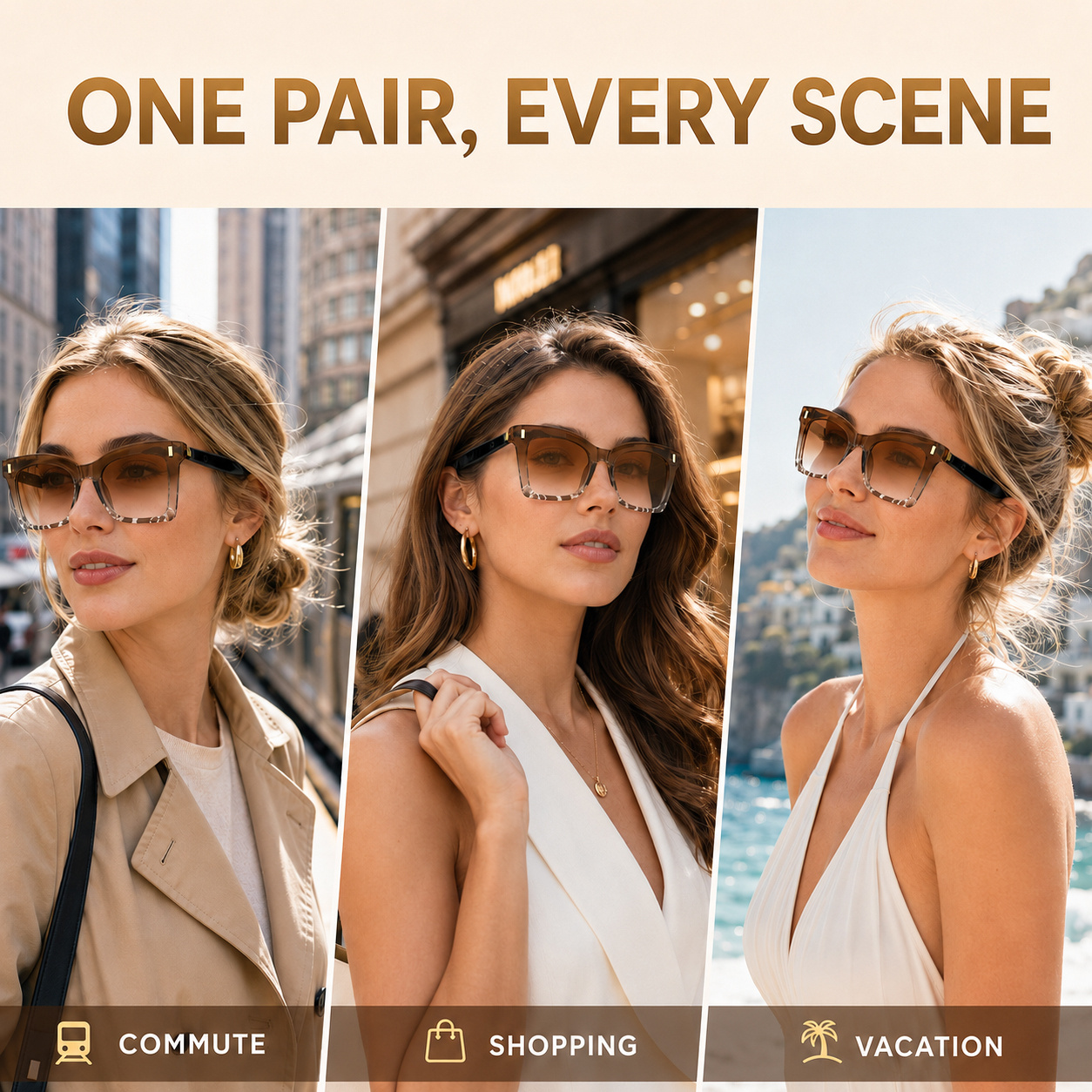 Cat-eye audio glasses lifestyle
